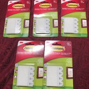 Lot of 5 - 3M Command 4lb Small Picture Hanging Strips (New Sealed)